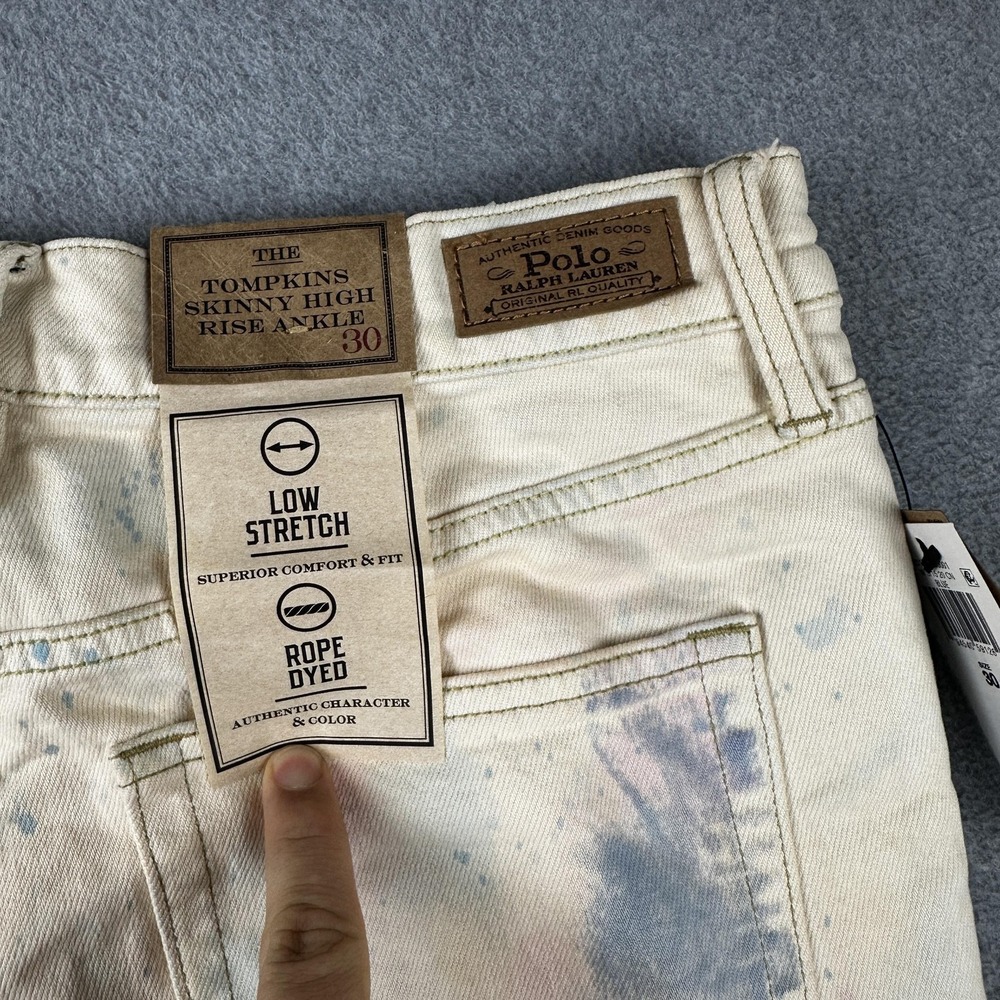 Polo Ralph Lauren Jeans Womens 30 High Rise Ankle Tompkins Skinny Paint Splatter - Picture 12 of 13